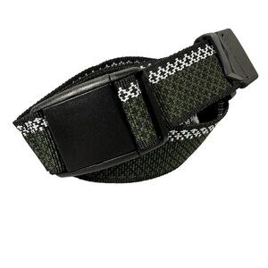 Braided Nylon Ribbon Belt With Black Push Release Buckle Black & Green 48" NEW